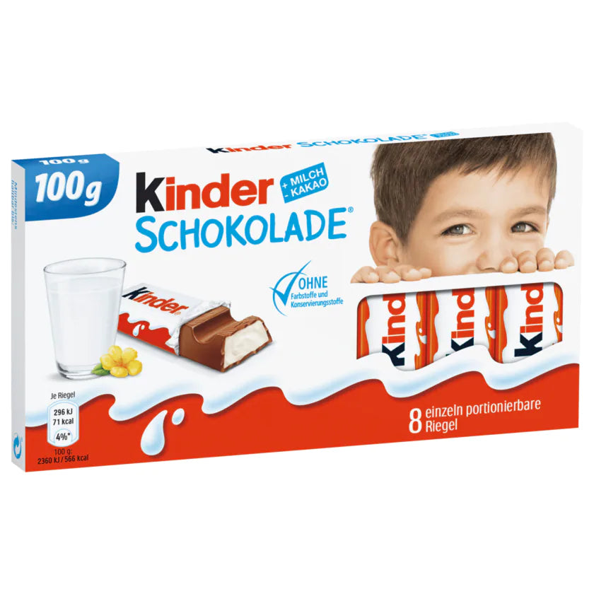 Kinder Schokolade 100 g - 8 Riegel